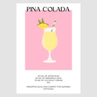 Pina Colada Art Print – Simple Pink & Yellow Cocktail Design 1