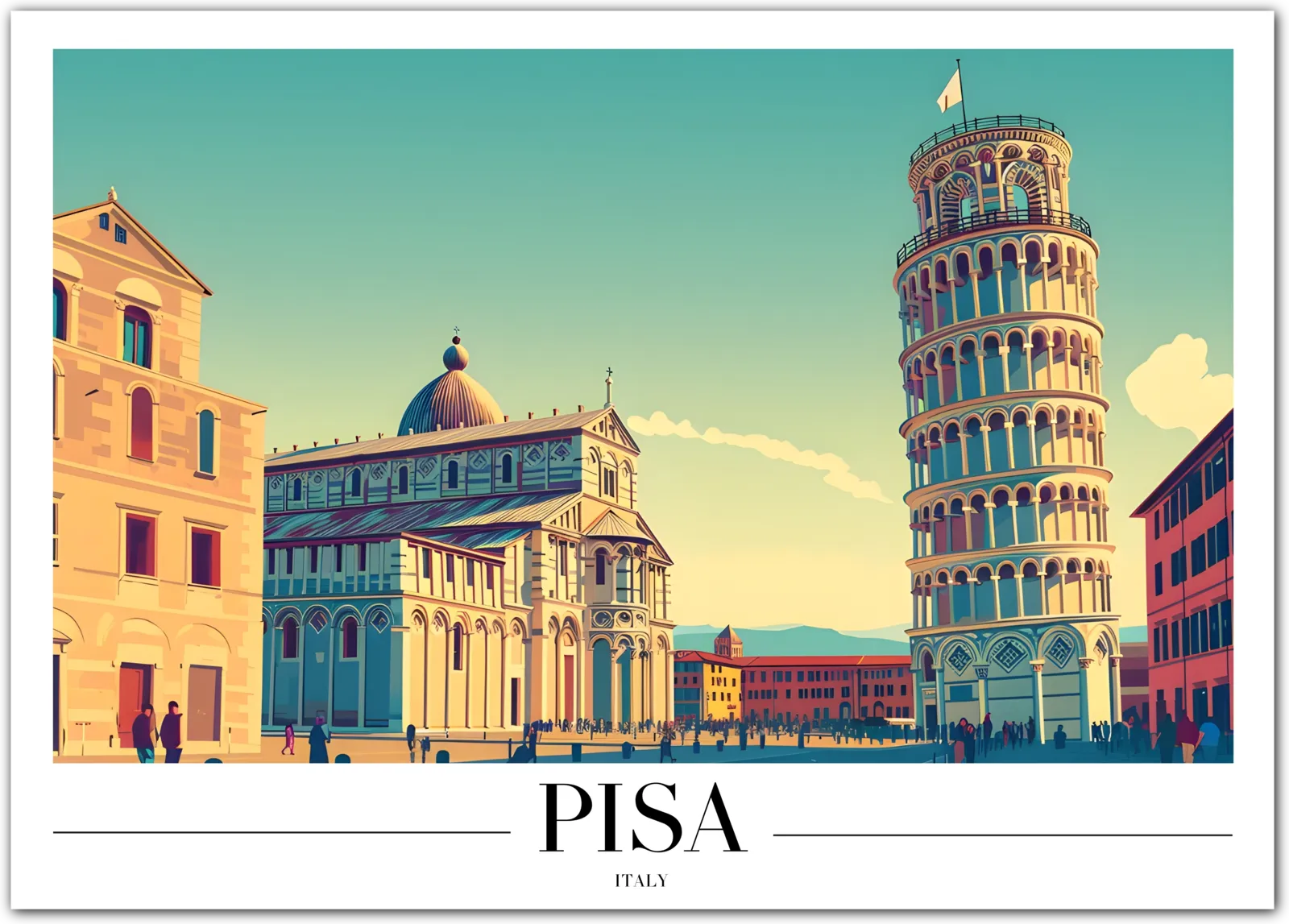 Pisa Italy Art Print with Leaning Tower