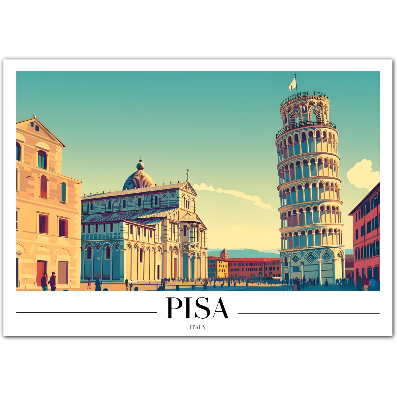 Pisa Italy Art Print with Leaning Tower