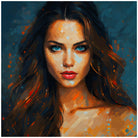 Sultry Brunette Pixelated Woman Wall Art 2