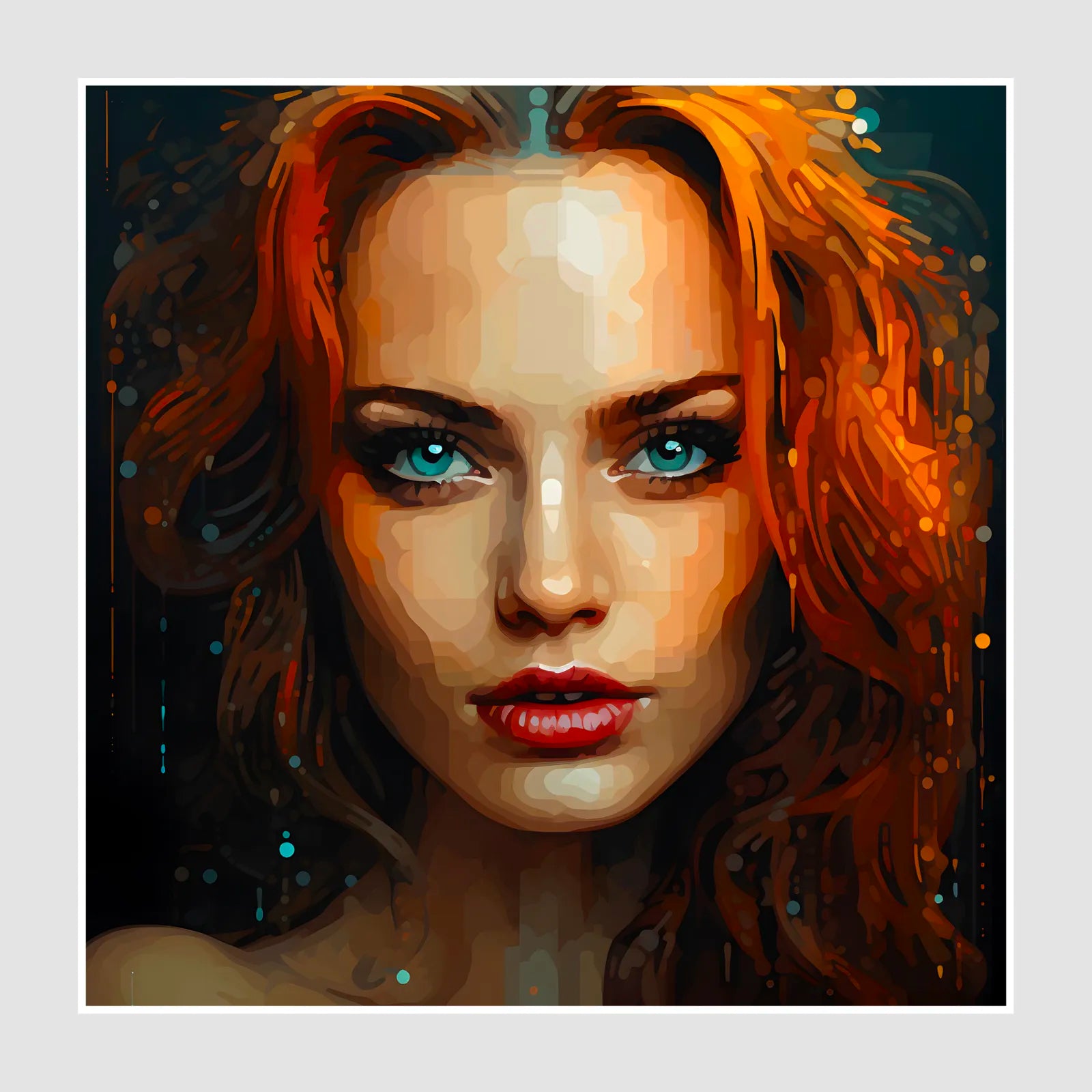 Gorgeous Red Head Pixelated Wall Art 1