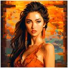 Golden Glow Pixelated Woman Wall Art 3