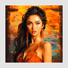 Golden Glow Pixelated Woman Wall Art 1