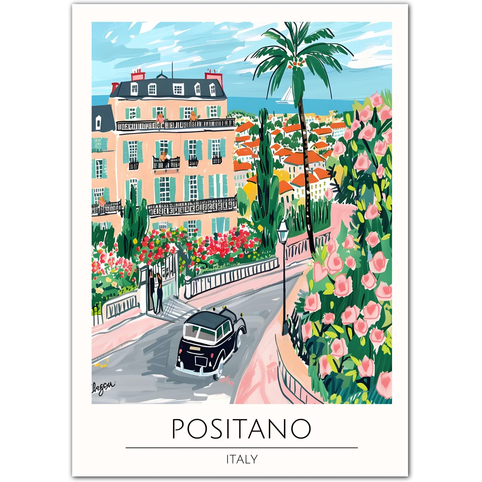 Positano Italy Art Print – Scenic Amalfi Coast