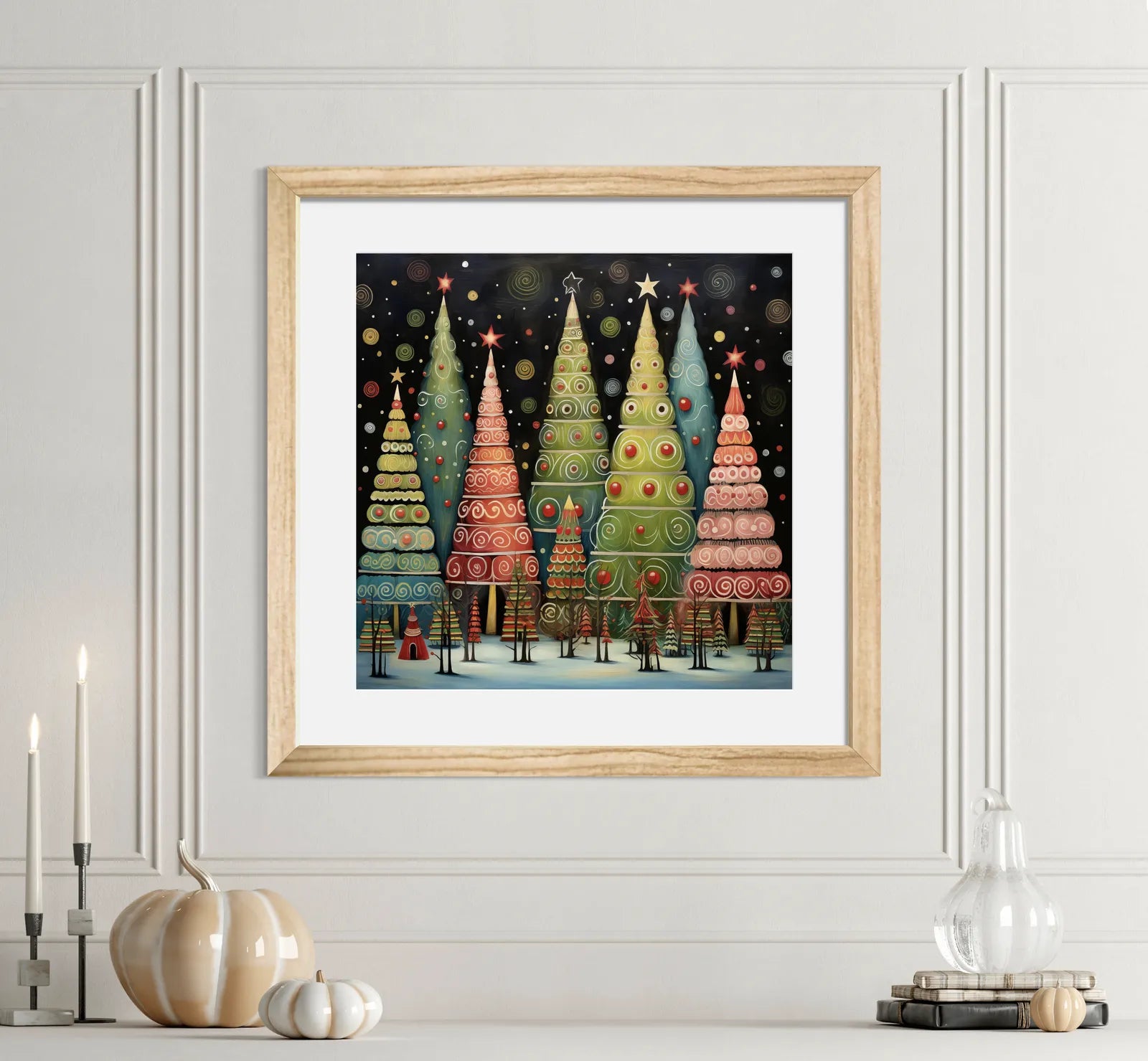 Bright Rows of Christmas Trees Art Print 2