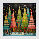 Bright Rows of Christmas Trees Art Print 1