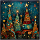 Paisley Design Christmas Trees Art Print 3