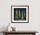 Elegant Teal & Gold Christmas Trees Art Print 2