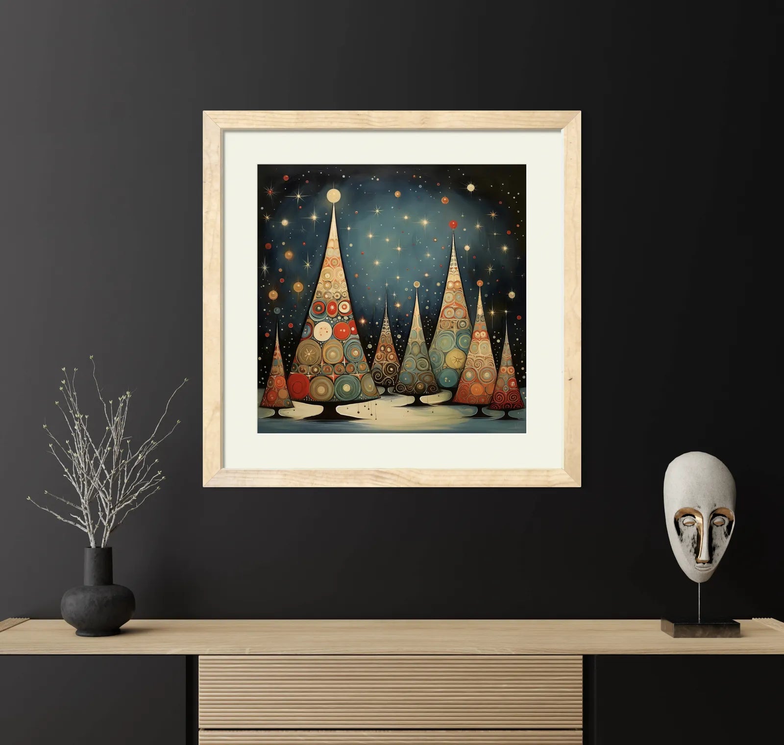 Playful Christmas Trees & Starry Night Art Print 2