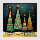 Metallic Look Christmas Trees Art Print  1