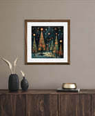 Whimsical Snowy Forest Under Moonlight Art Print 2