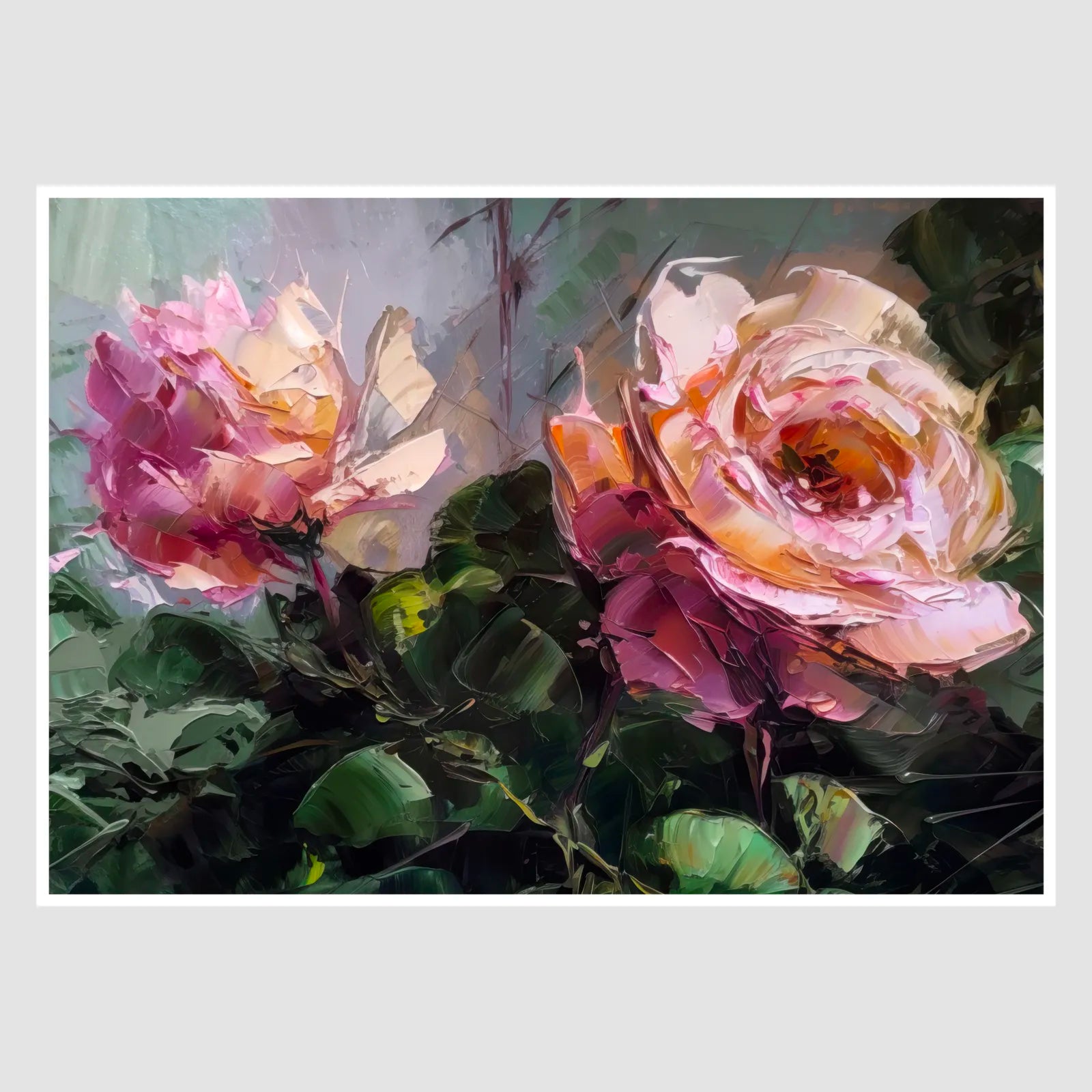 Vibrant Abstract Roses Art Print in Oil Effect 1