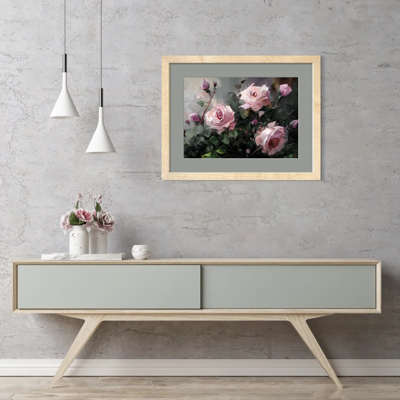 Vivid Pink and Lilac Roses Art Print in Sunlight 2