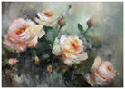 Pink and Yellow Roses Art Print with Palette Knife Detail 3