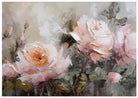 Abstract Cream and Pink Roses Art Print in Oil Style 3