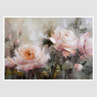 Abstract Cream and Pink Roses Art Print in Oil Style 1