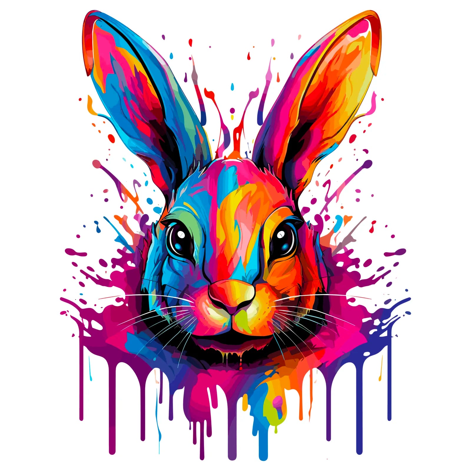 Paint Splash Rabbit Digital Art Print 3