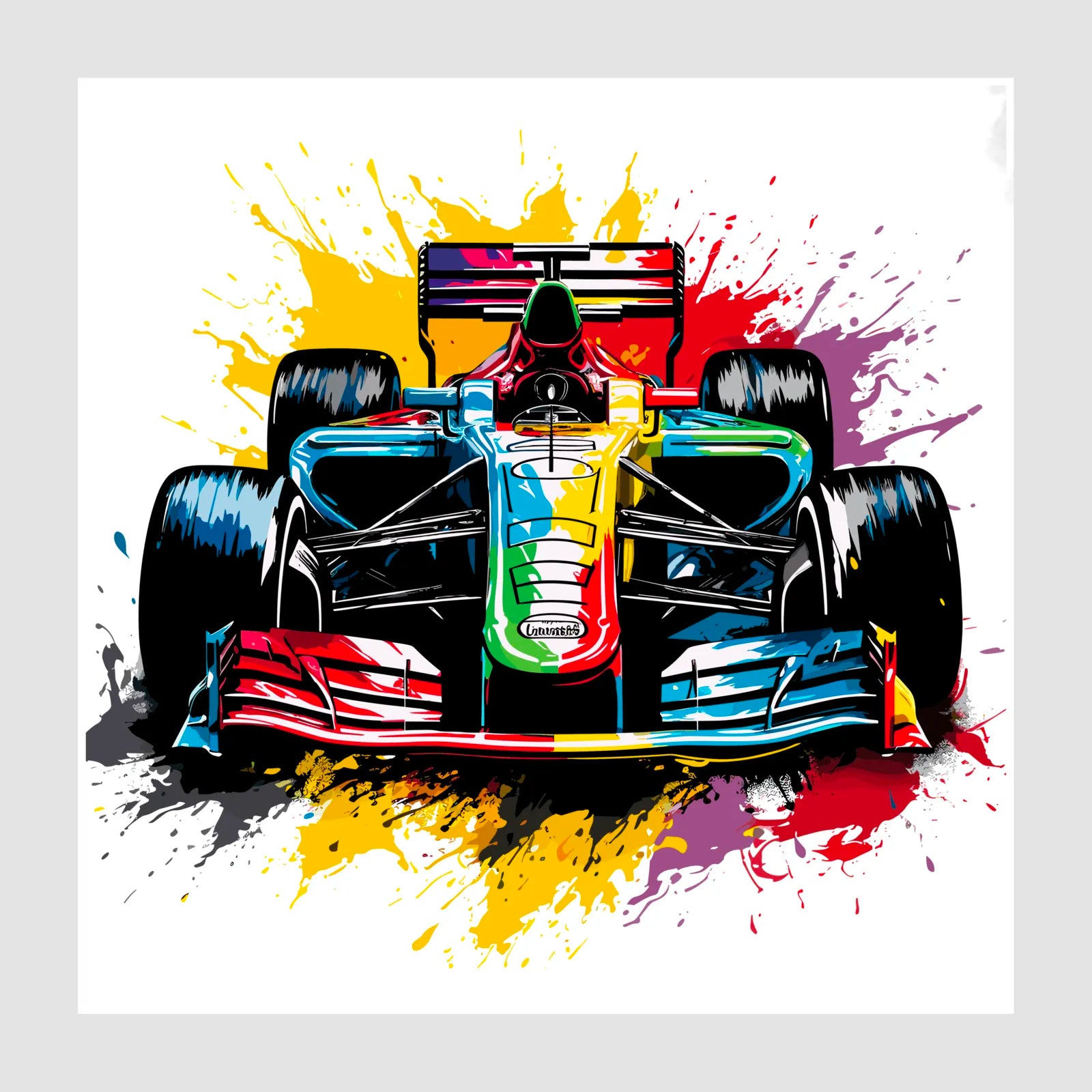 F1 Race Car Bursting Through The Paint Artwork 1