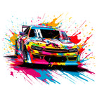 Explosive Paint Splashes Rally Race Car Art Print 3