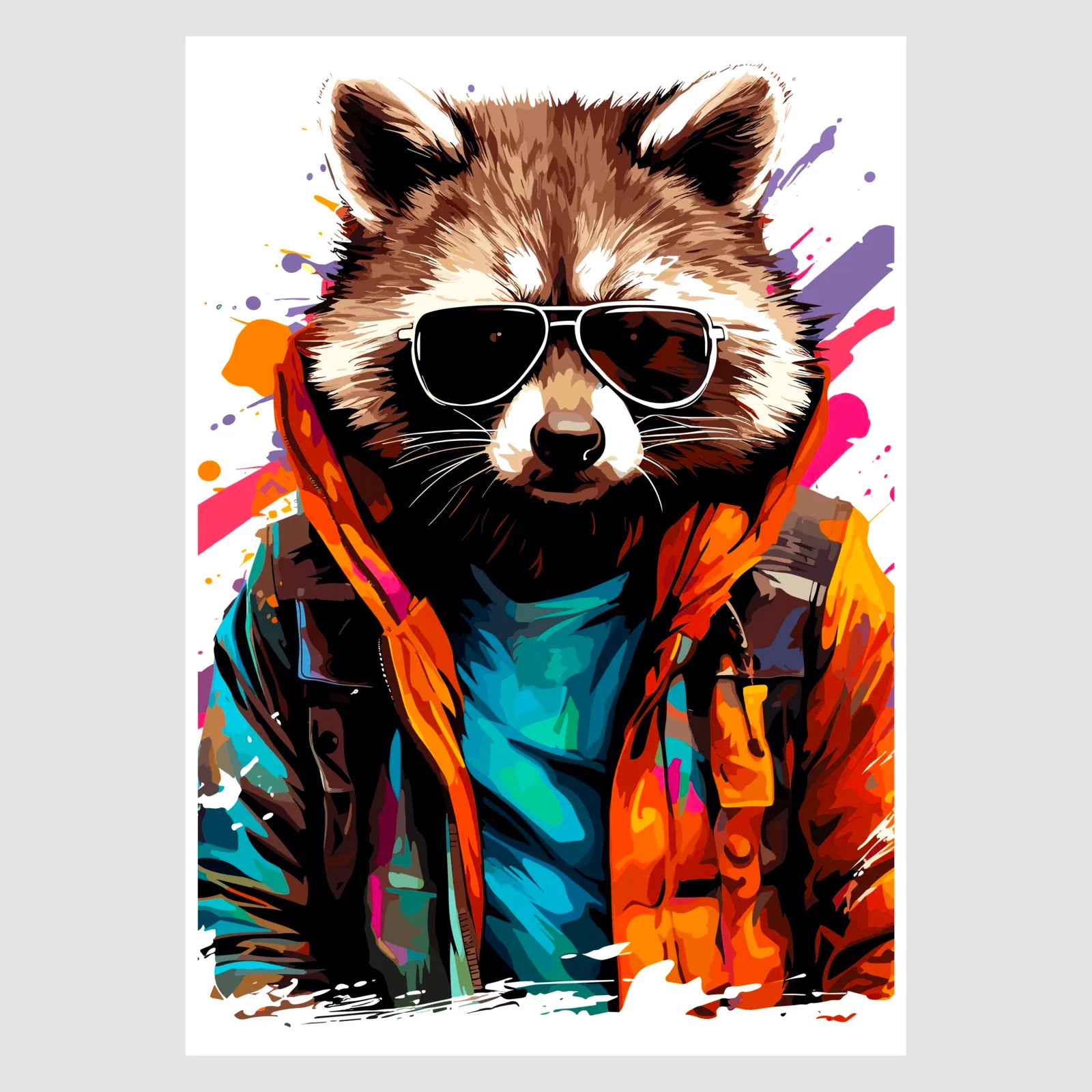 Cool Dude Racoon In Paint Splash Art Design 3