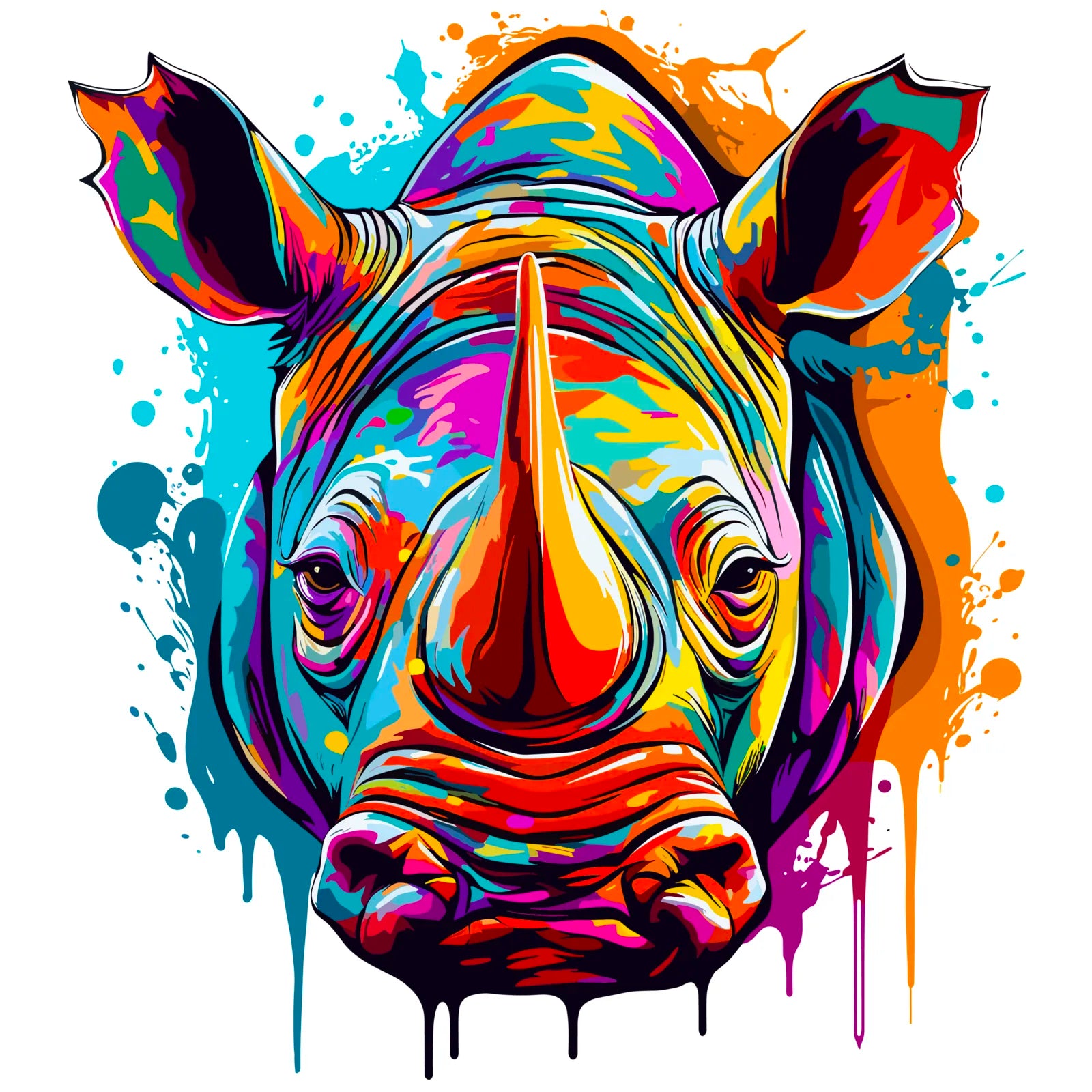 Paint Splashes Imposing Rhino Art Print 3