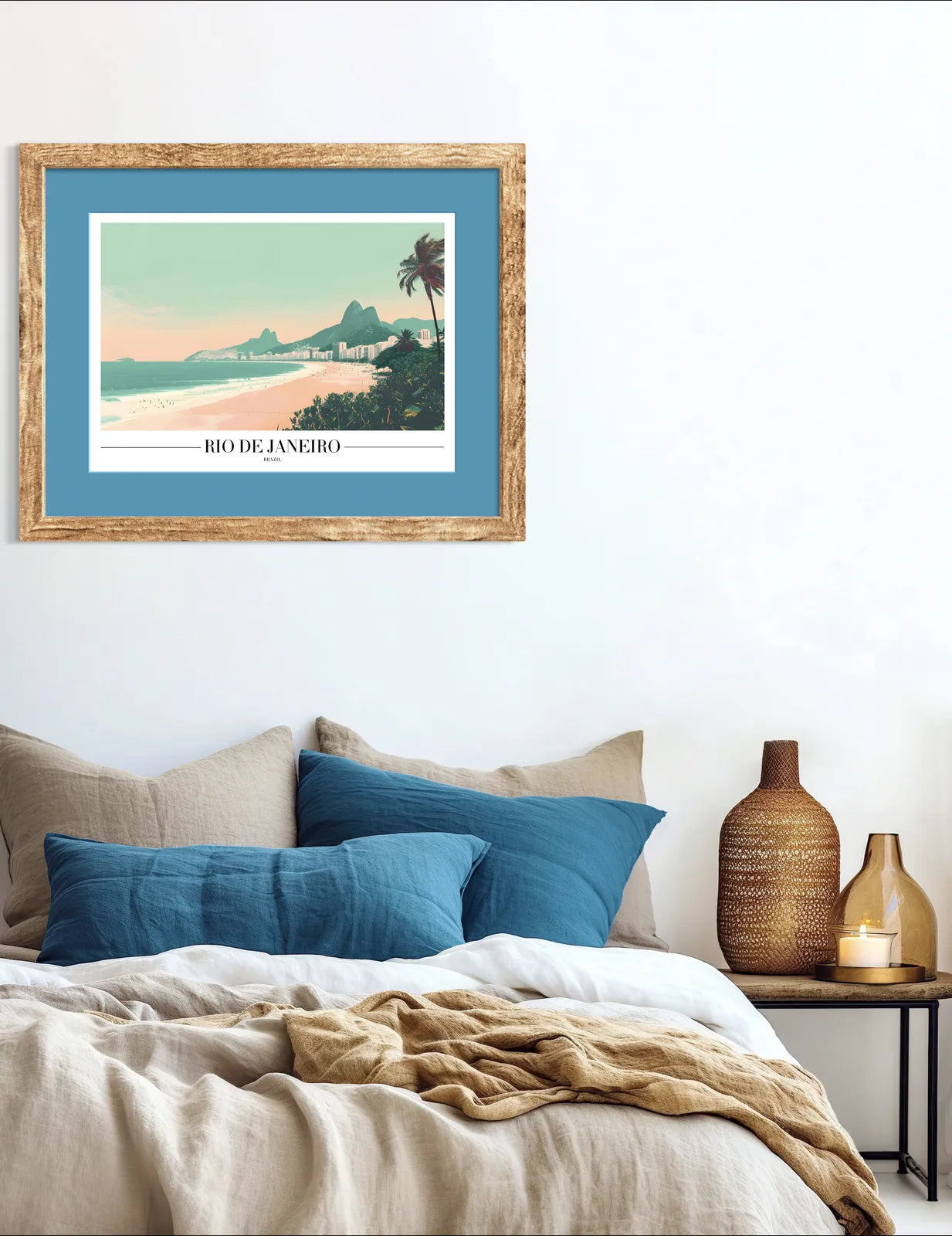 Rio de Janeiro Beach Art Print with Blue-Green Tones 2