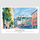 Salzburg Street View with Hohensalzburg Castle Art Print 1