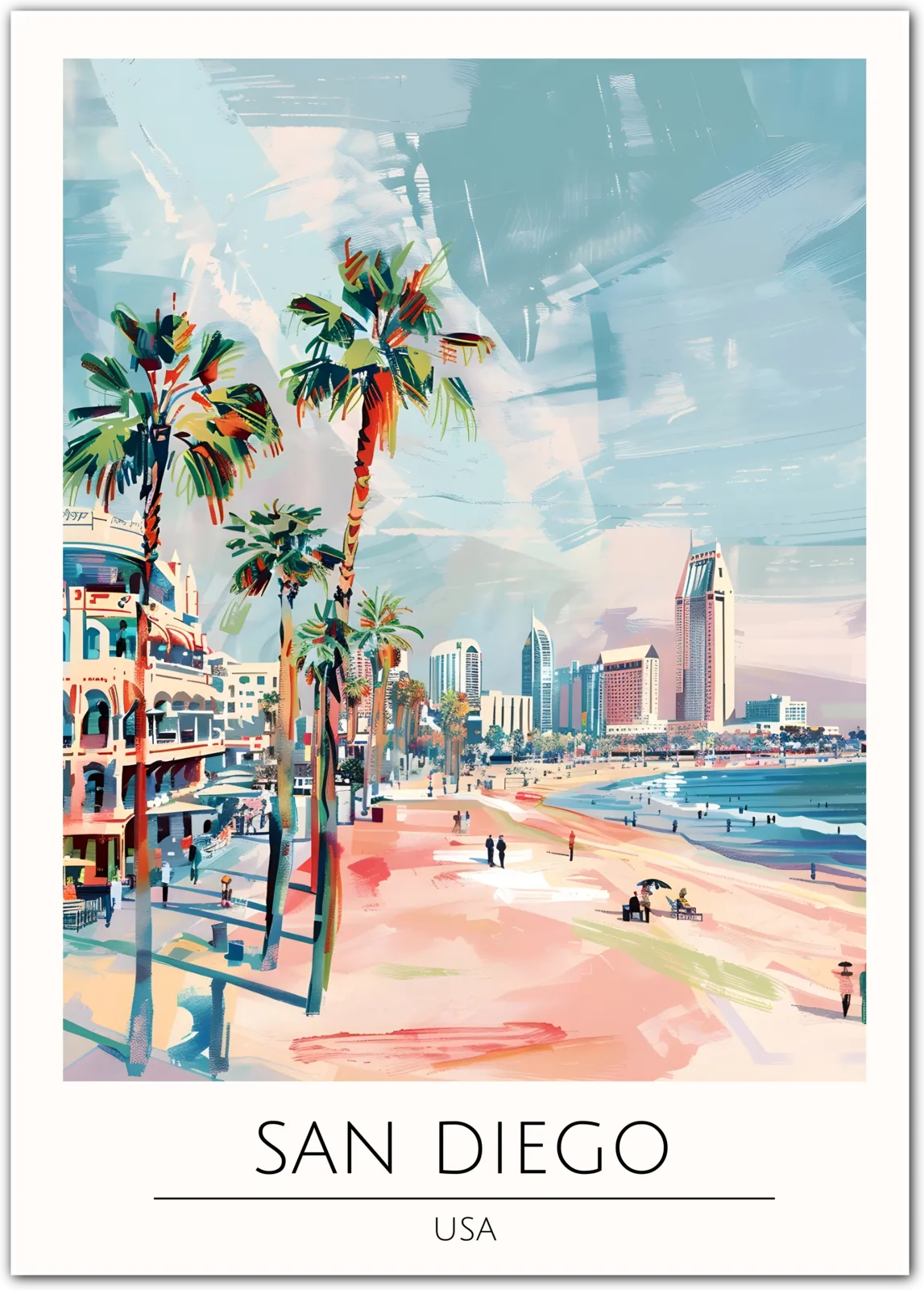 San Diego USA Art Print – Seaside Cityscape