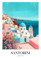 Santorini Art Print With Iconic Blue And White Buildings 3