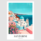 Santorini Art Print With Iconic Blue And White Buildings 1