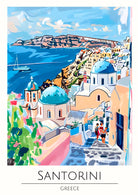 Santorini View with Blue Domes Art Print 3