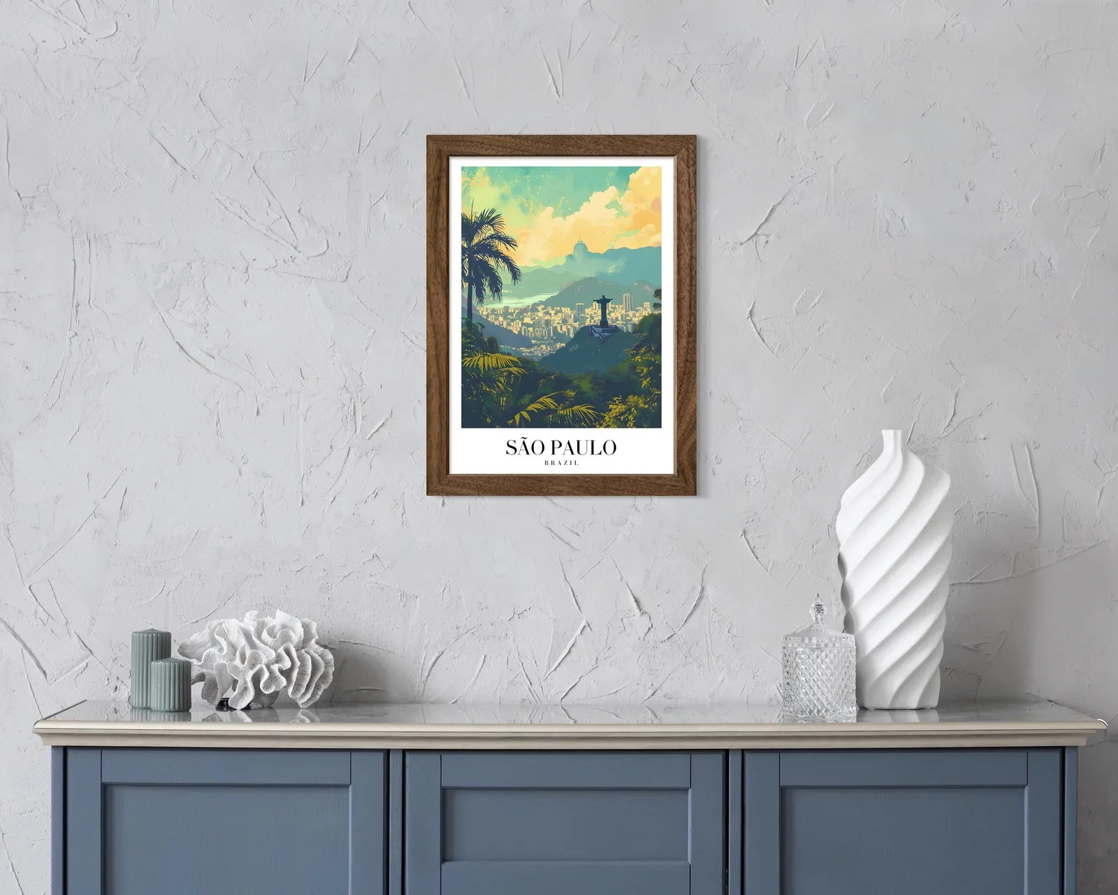 São Paulo Art Print With Christ The Redeemer And Skyline 2