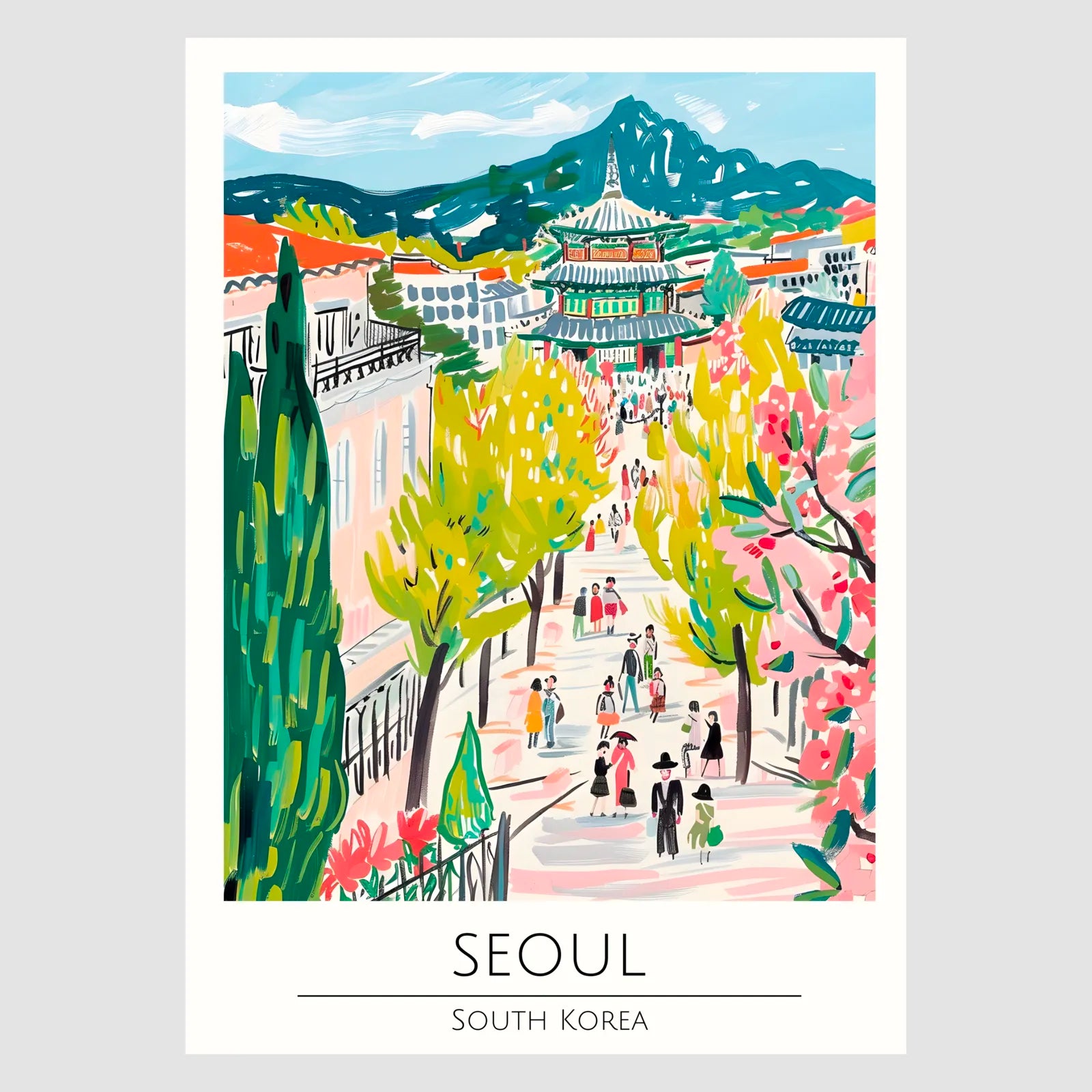 Seoul Cityscape with Pagoda Art Print 1