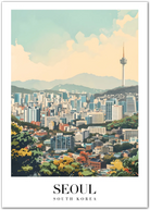 Serene Seoul: A Stunning Cityscape Blending Modern & Nature Art Print