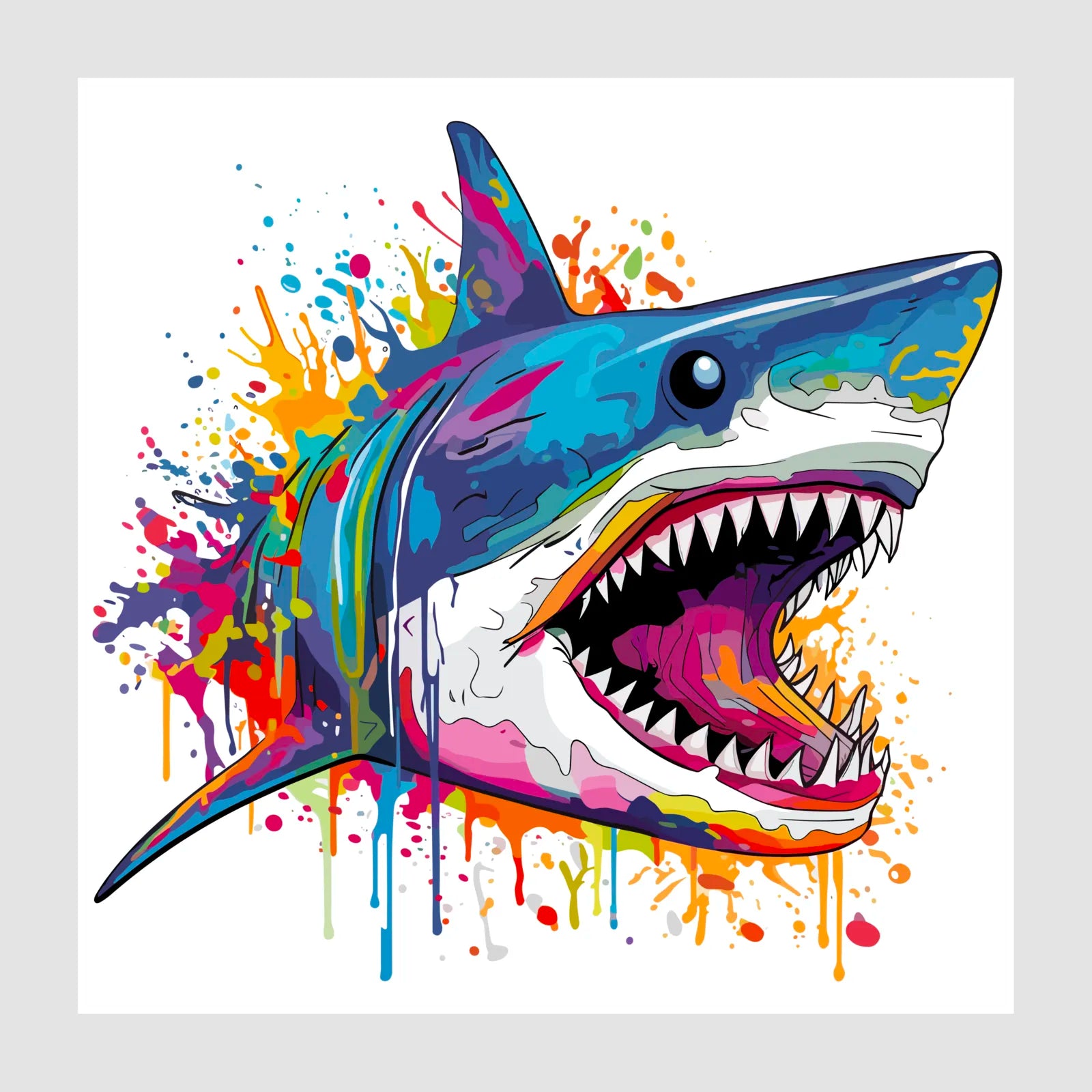 Jaws Strikes Graffiti Paint Art Print 1