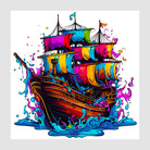 Large Galleon Rained Down In Bright Colours Art 1