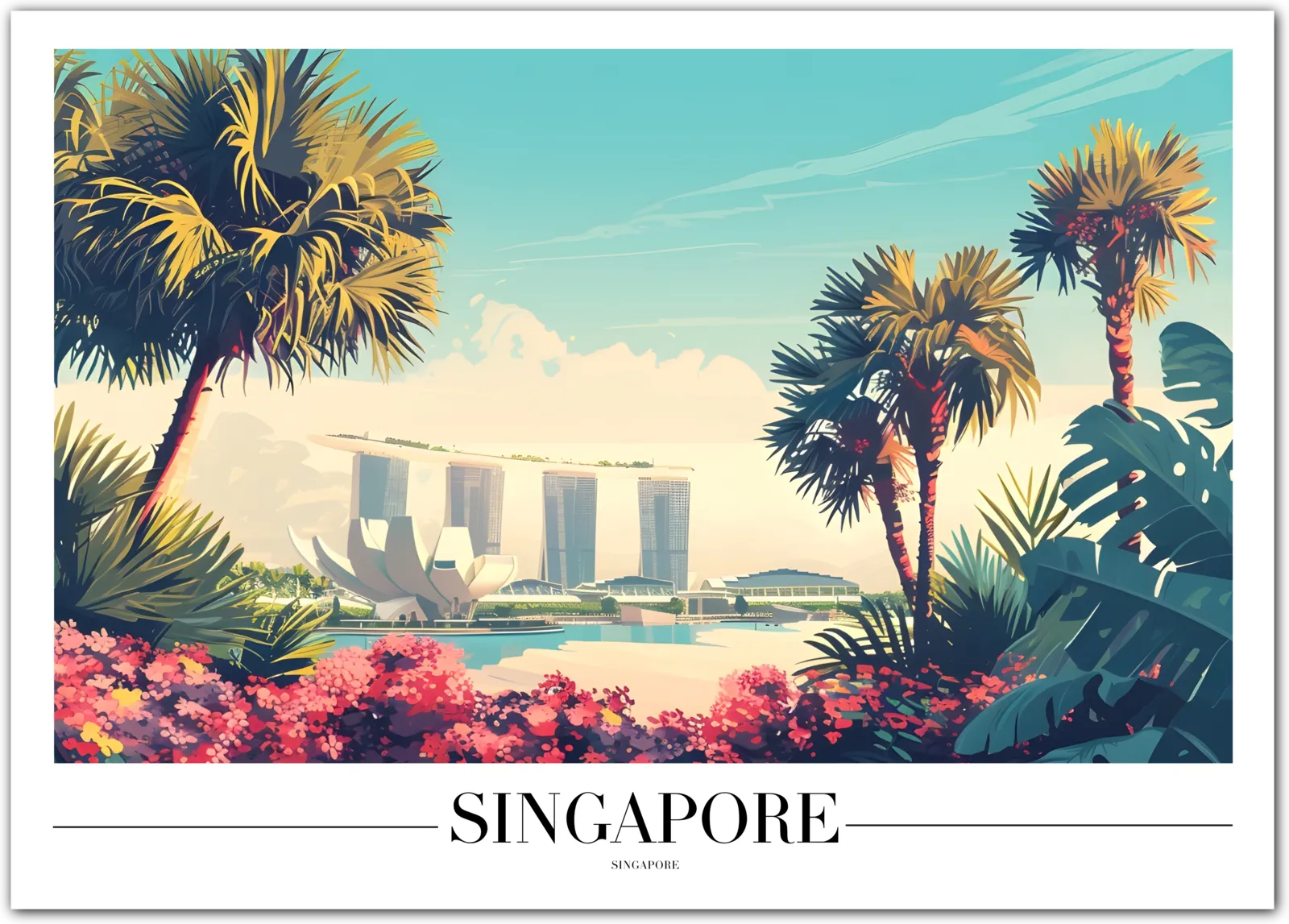 Singapore City Art Print with Marina Bay Sands