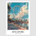 Singapore Waterside Art Print With Singapore Flyer And Skyline 1