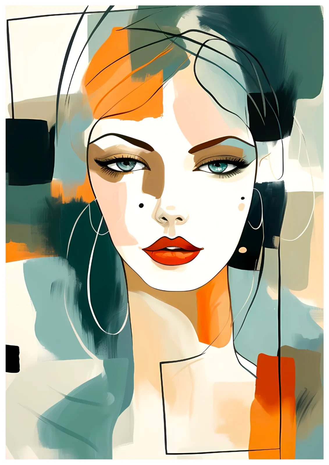 Contemporary Illustration Portrait With Colour Blocks Print 3