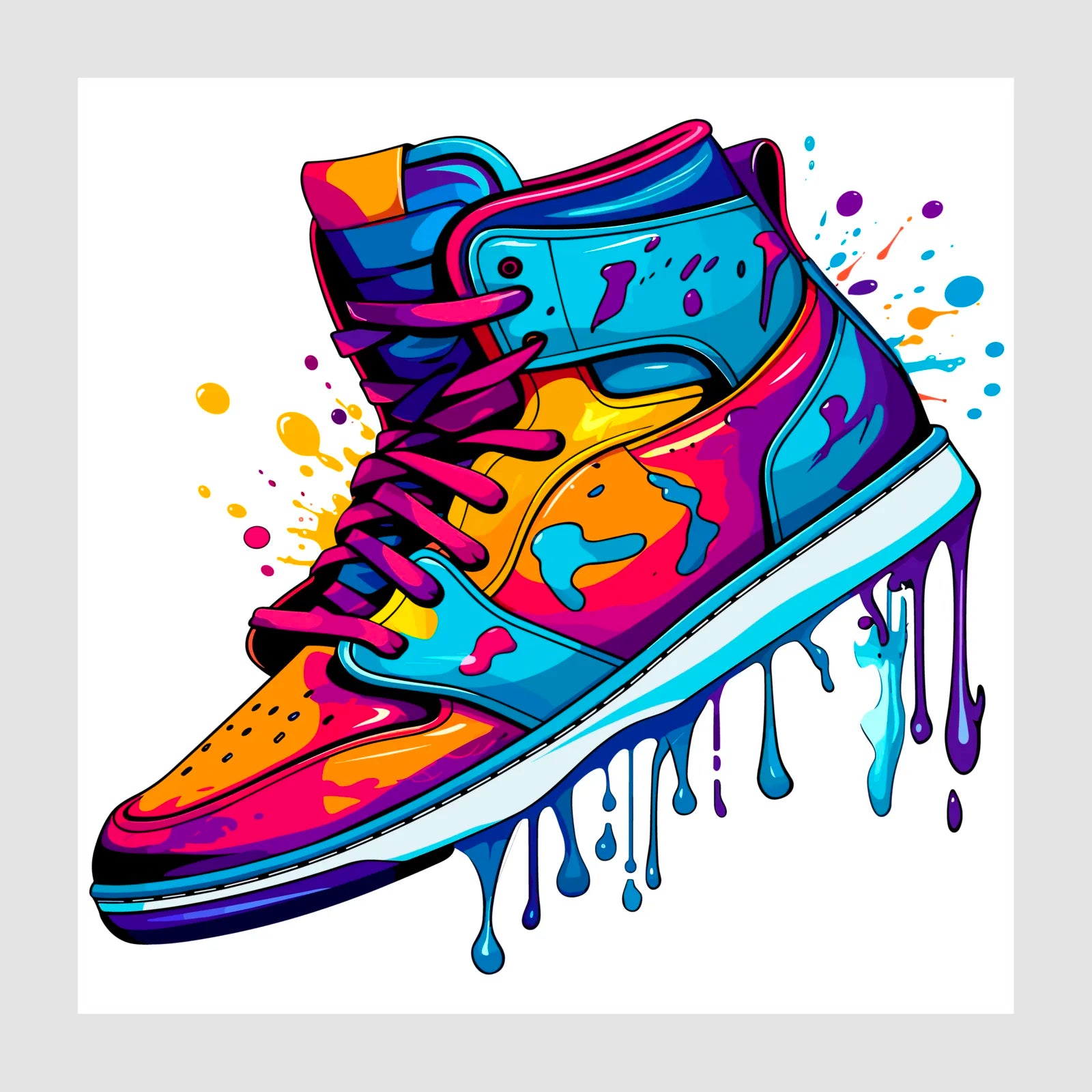 Bright Paint Drip Sneakers Digital Art Print 1