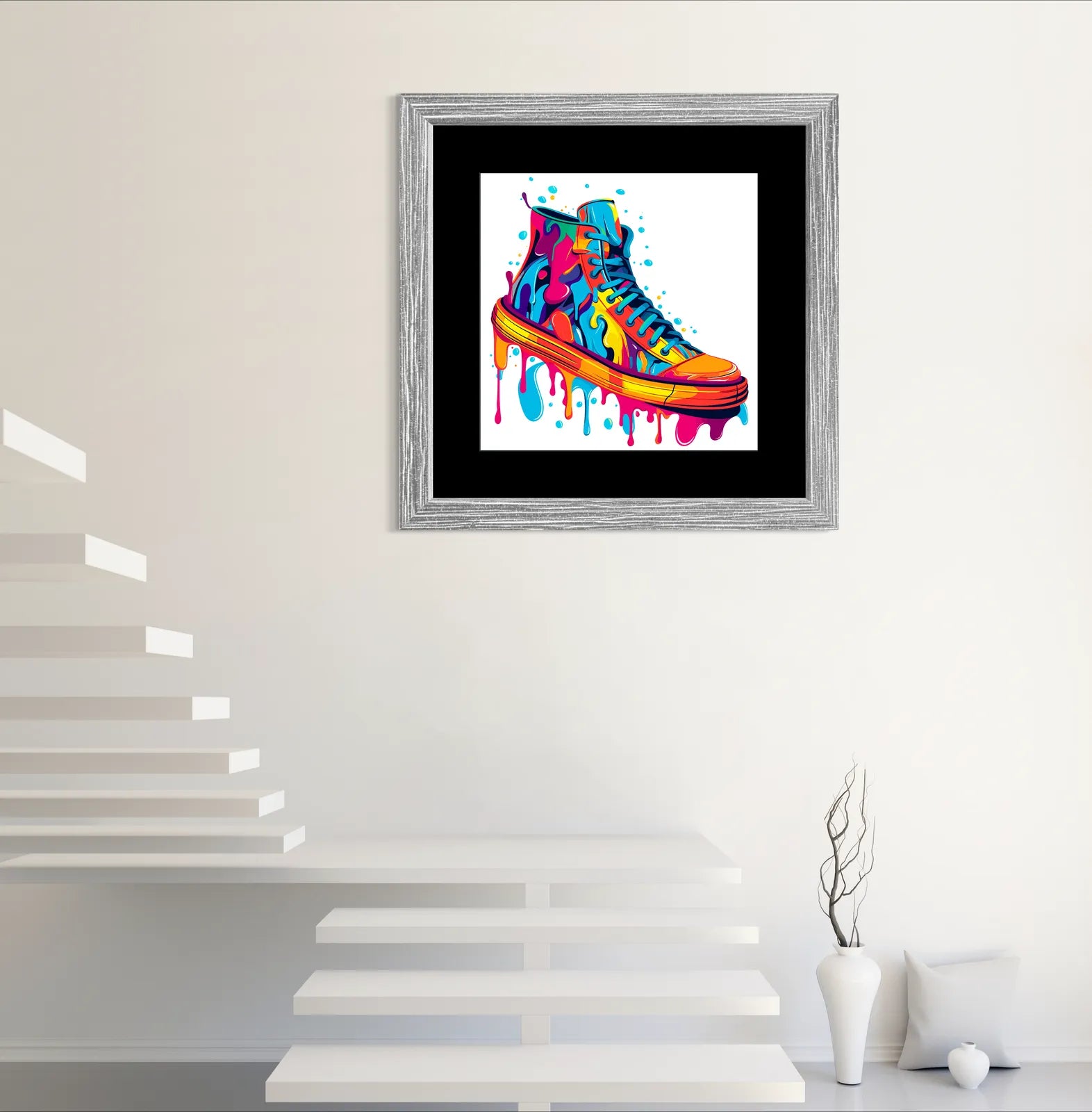 Ultra Bright Paint High Lace Up Sneaker Art Print 2