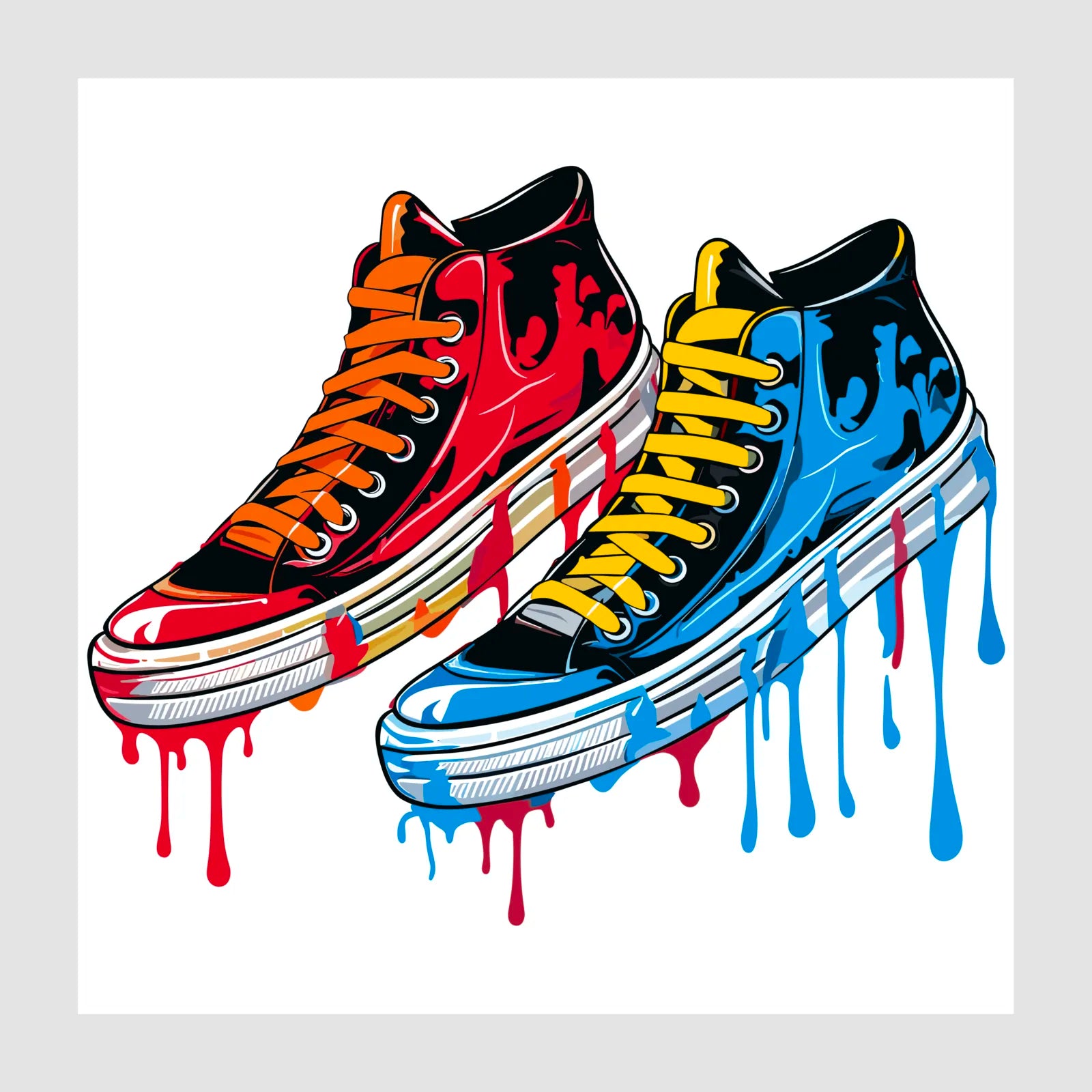 Bright Paint Drip Pair Of Sneakers Digital Art 1