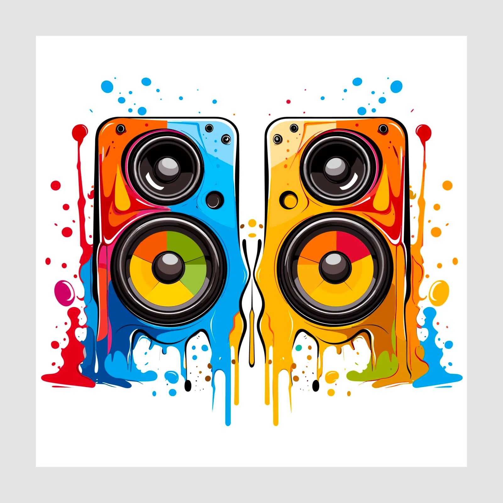 Twin Speakers Paint Meltdown Art Print 1