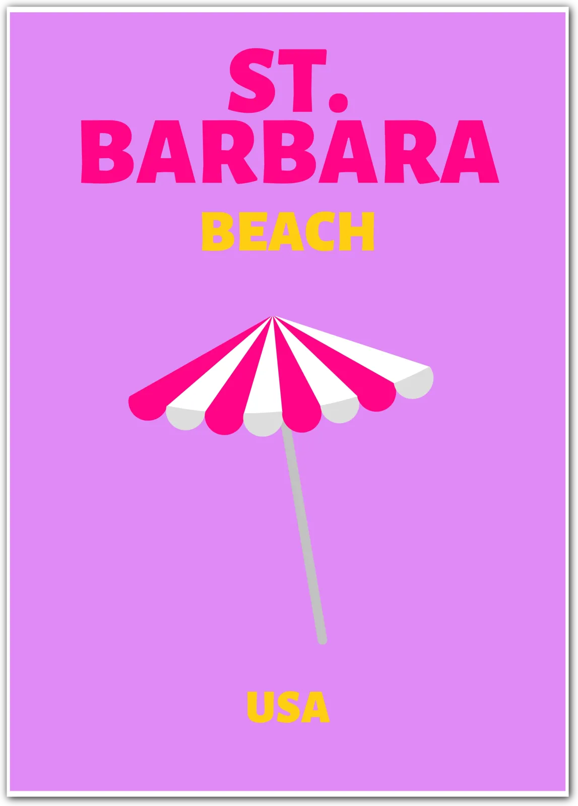 Santa Barbara Beach USA Art Print – Bold and Playful Summer Vibes