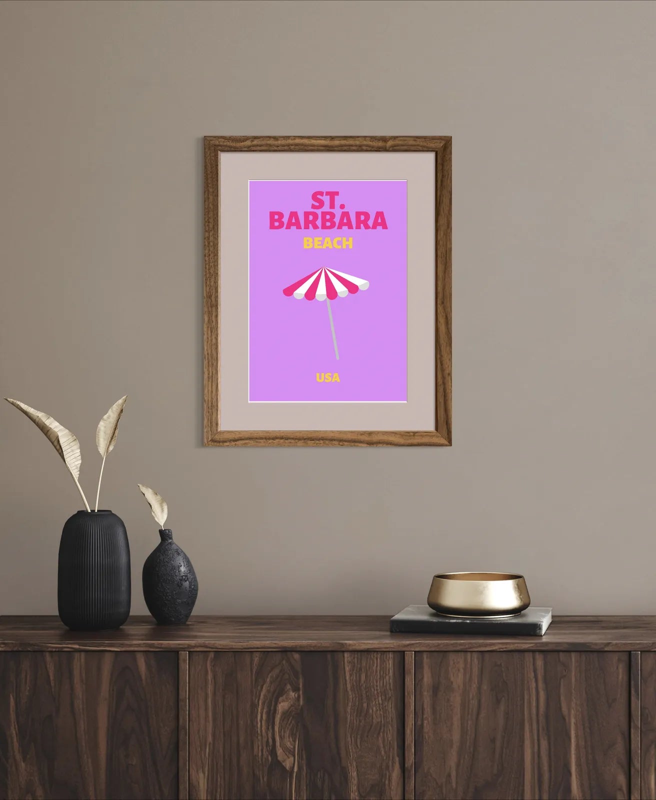 Santa Barbara Beach USA Art Print – Bold and Playful Summer Vibes