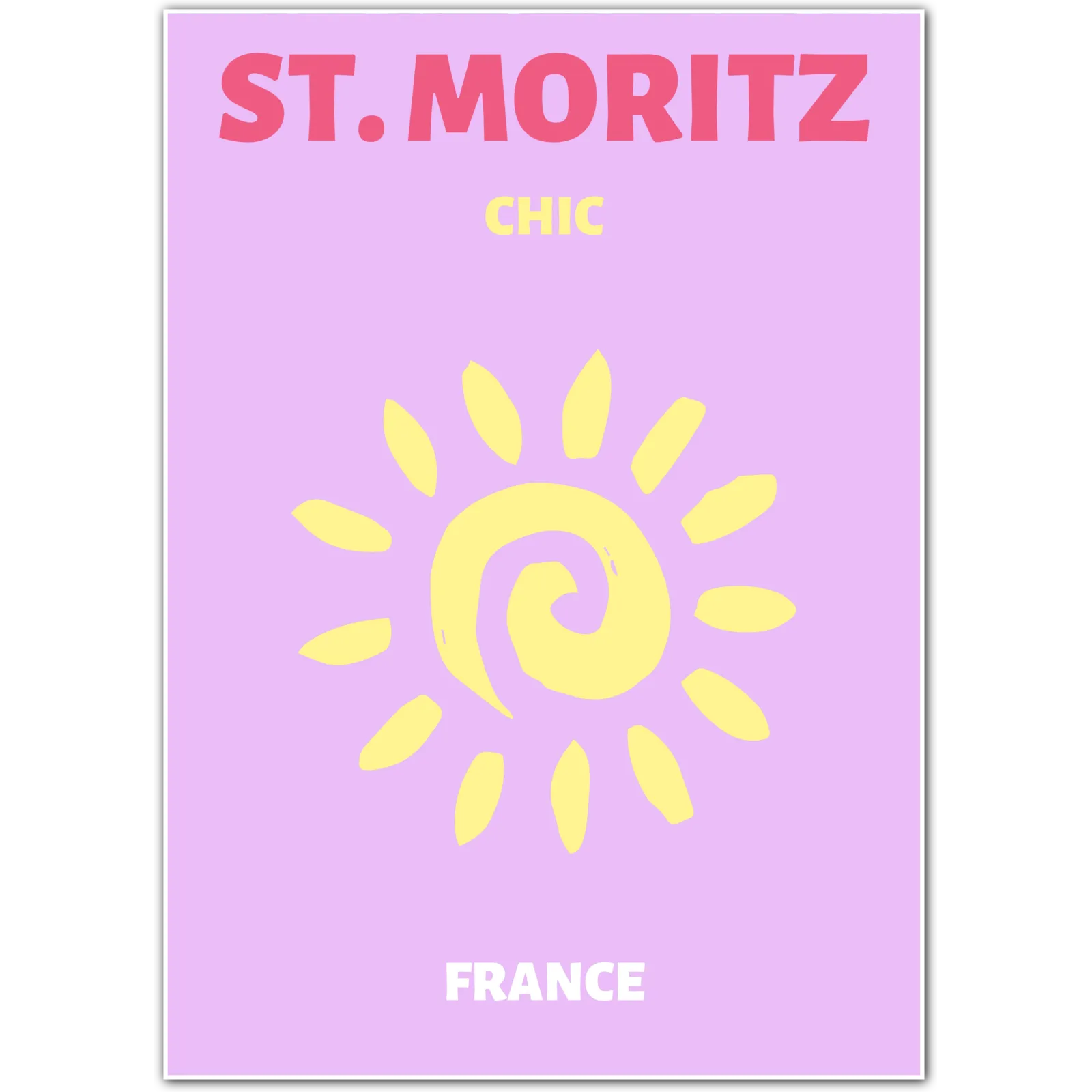 St. Moritz Chic France Art Print – Elegant Sun Illustration