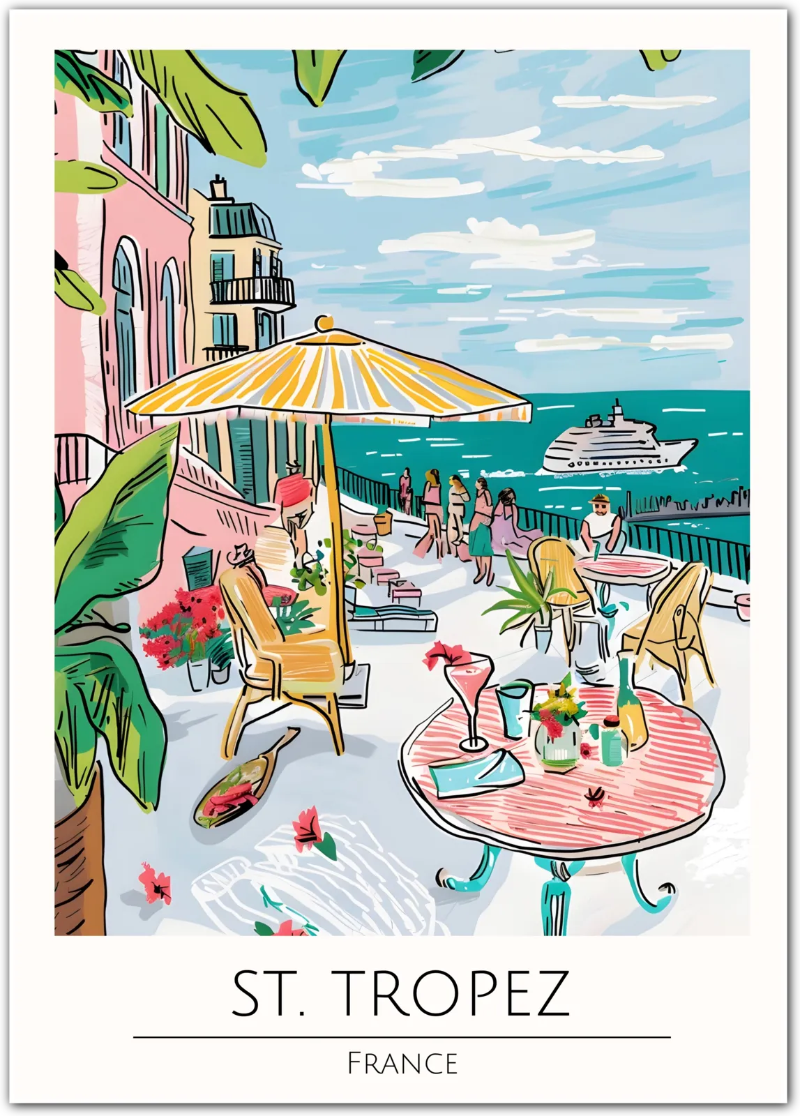 St. Tropez Art Print – Coastal French Charm and Sunny Mediterranean Vibes