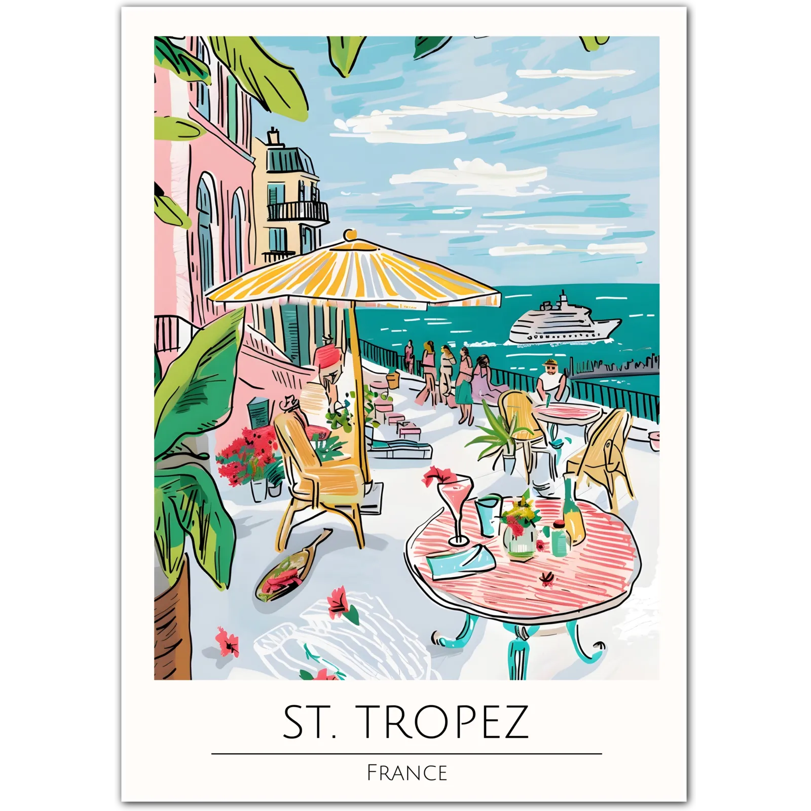 St. Tropez Art Print – Coastal French Charm and Sunny Mediterranean Vibes