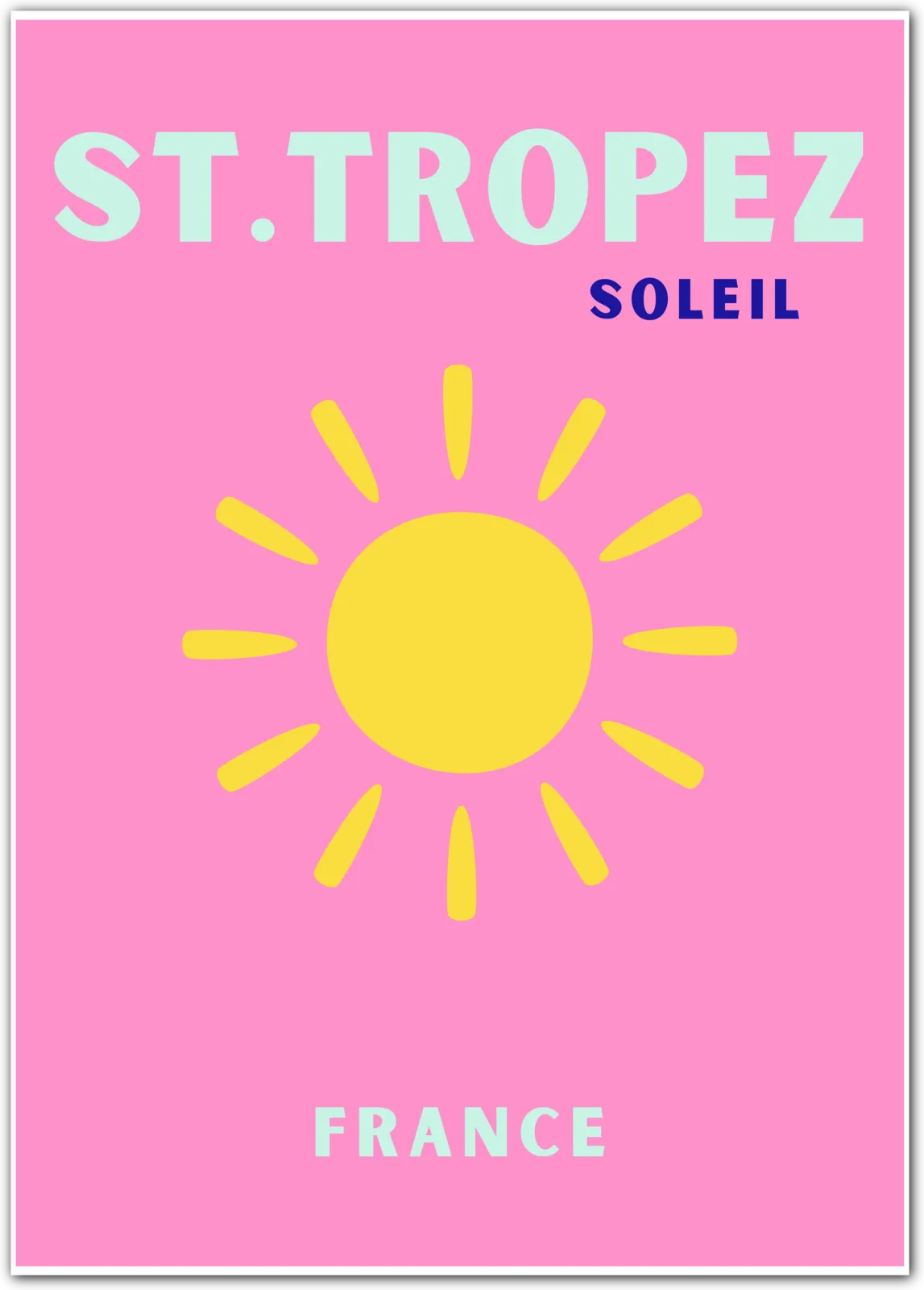 St. Tropez Soleil France Art Print – Playful Sunshine Illustration