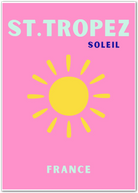 St. Tropez Soleil France Art Print – Playful Sunshine Illustration